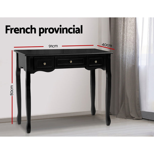 Dressing Table 3 Drawers Black