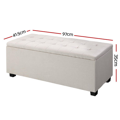 Artiss Large Fabric Storage Ottoman - Grey