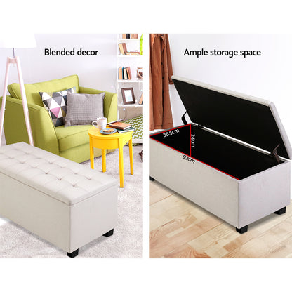 Artiss Large Fabric Storage Ottoman - Grey