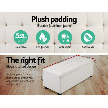 Artiss Large Fabric Storage Ottoman - Grey