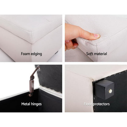 Artiss Large Fabric Storage Ottoman - Grey