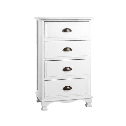 Artiss Vintage Bedside Table Chest 4 Drawers Storage Cabinet Nightstand White Regular