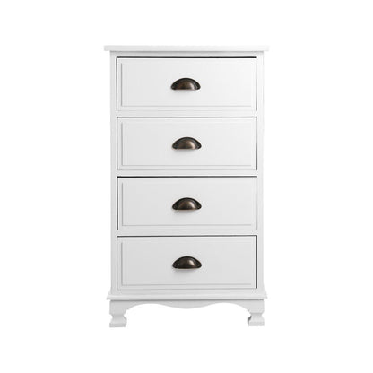 Artiss Vintage Bedside Table Chest 4 Drawers Storage Cabinet Nightstand White Regular