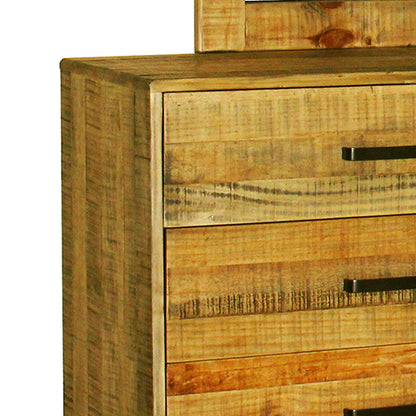 Dresser with 6 Storage Drawers in Solid Acacia With Mirror in Vintage Light Brown Colour