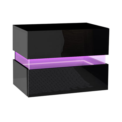 Bedside Table 2 Drawers RGB LED - Black