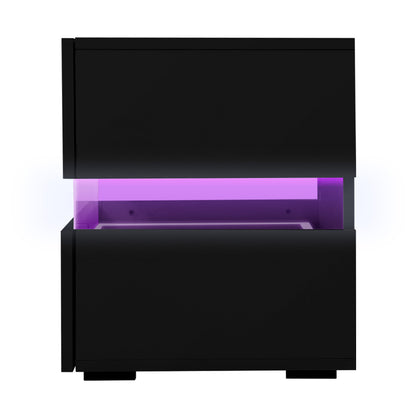 Bedside Table 2 Drawers RGB LED - Black