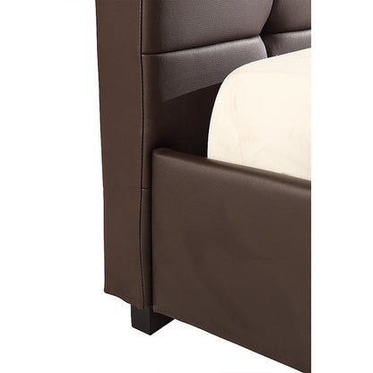 Double PU Leather Deluxe Bed Frame Brown